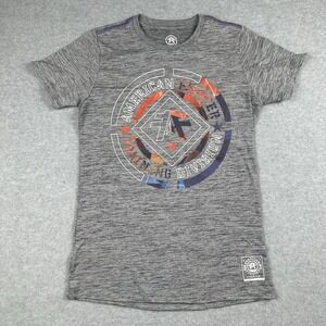 American Fighter Shirt Womens Small Howard Studio Grey Geometric Graphic Logo